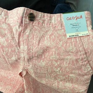 Boys Cat & Jack Pink Floral Casual Shorts size 12 flat front